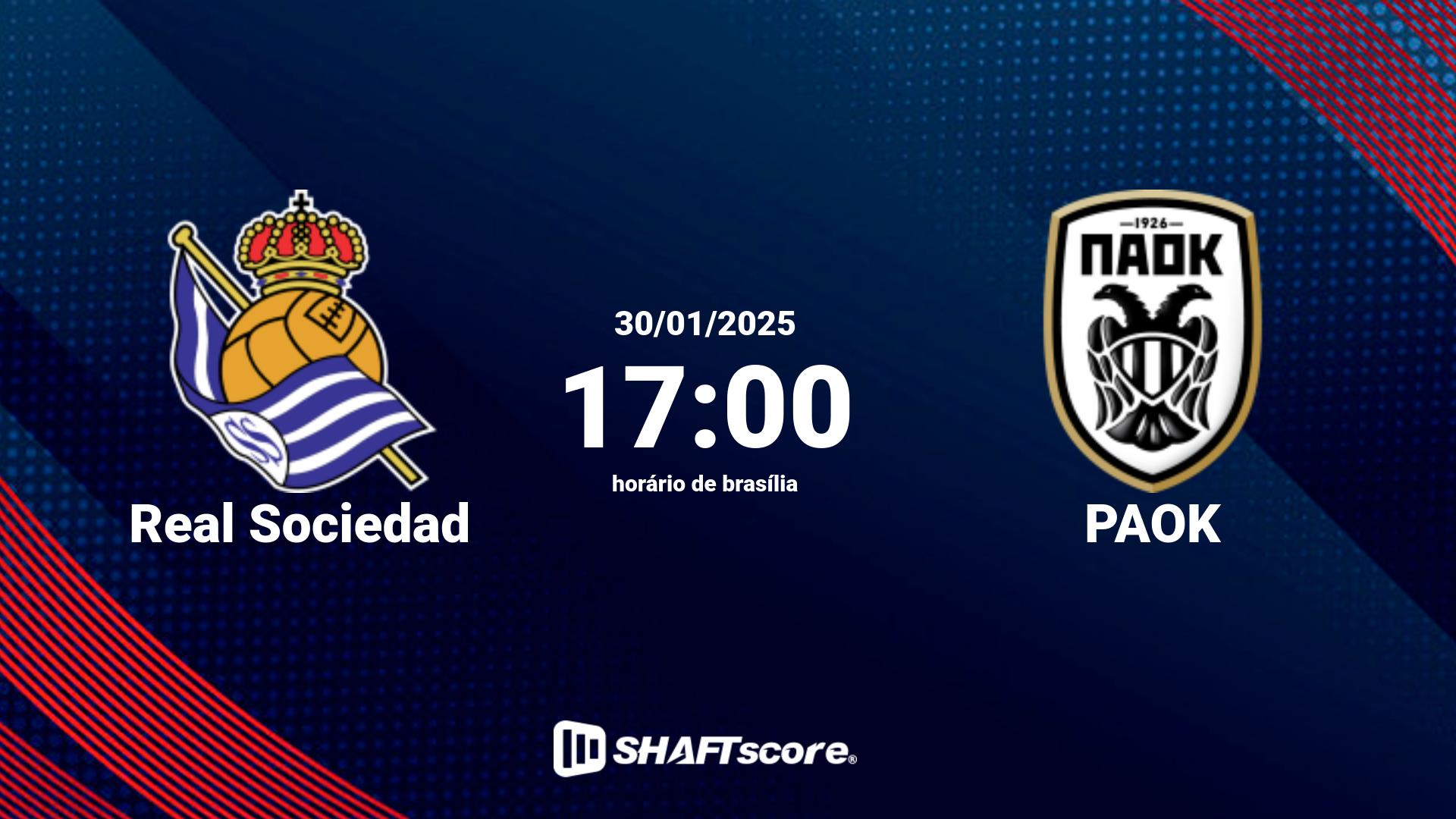 Estatísticas do jogo Real Sociedad vs PAOK 30.01 17:00