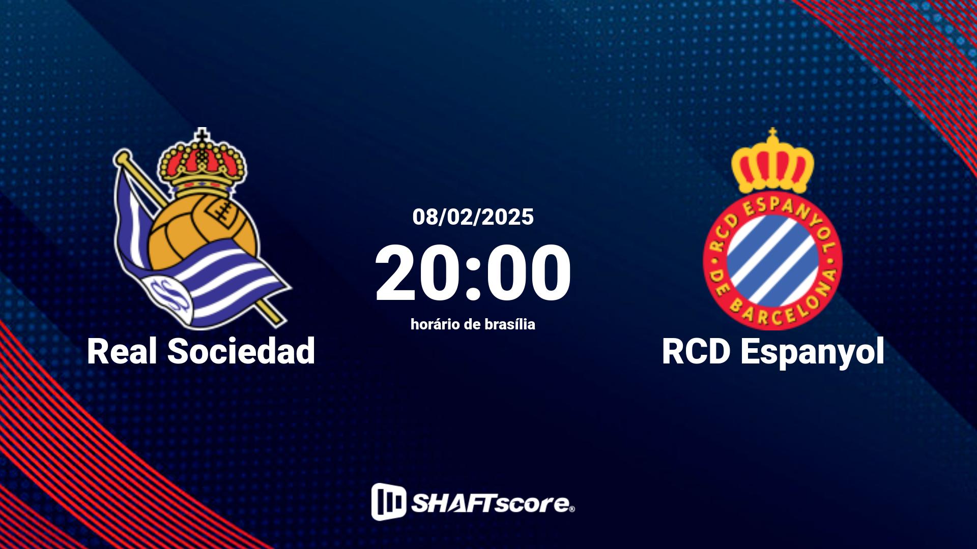 Estatísticas do jogo Real Sociedad vs RCD Espanyol 08.02 20:00