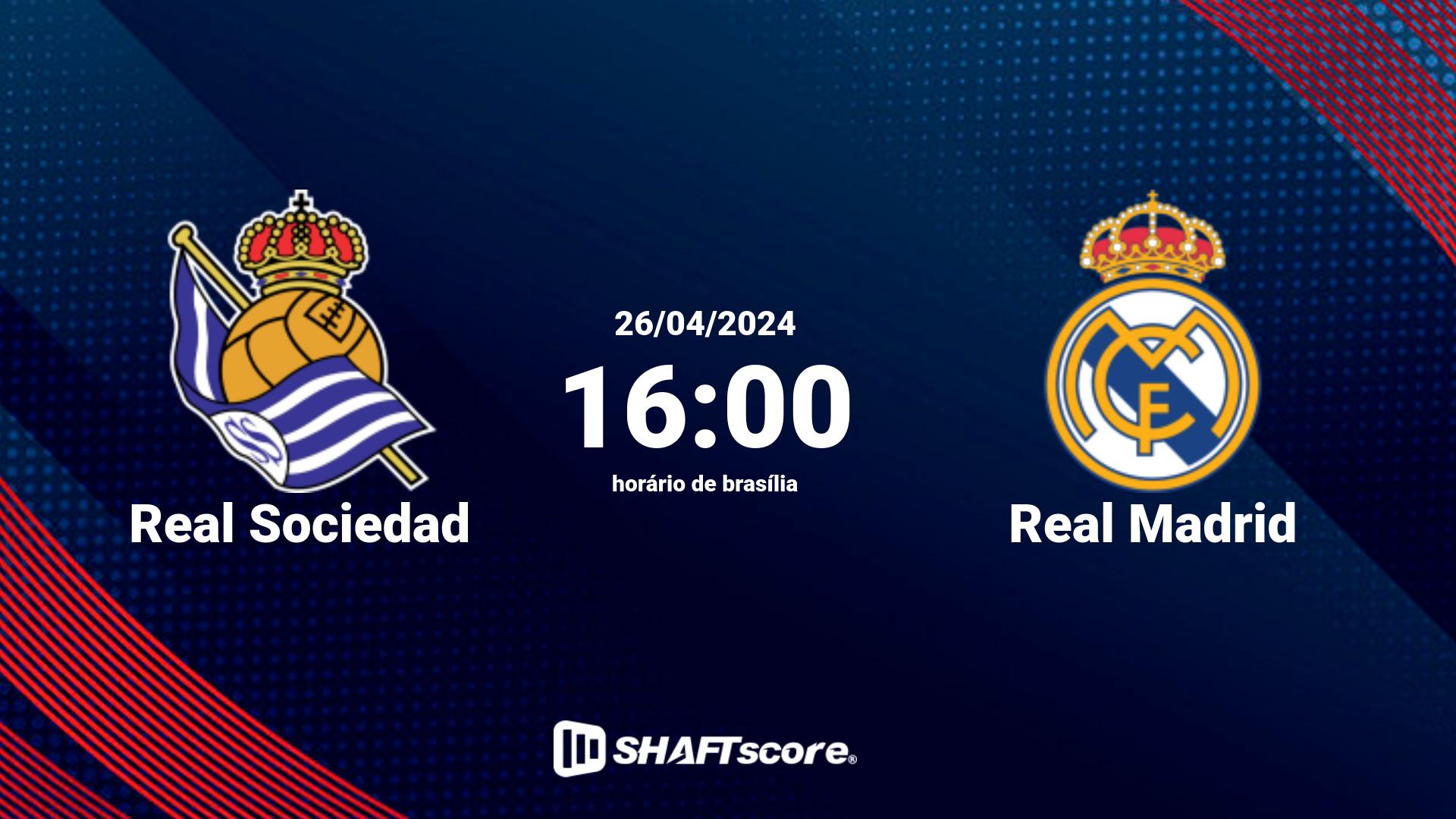 Estatísticas do jogo Real Sociedad vs Real Madrid 26.04 16:00