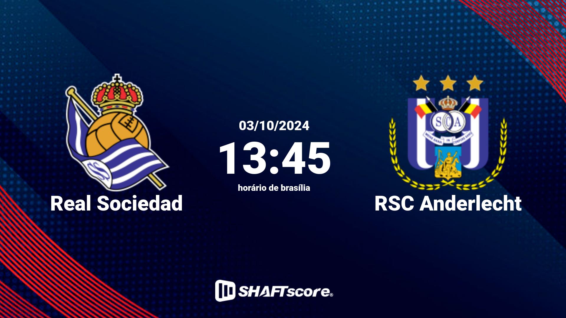 Estatísticas do jogo Real Sociedad vs RSC Anderlecht 03.10 13:45