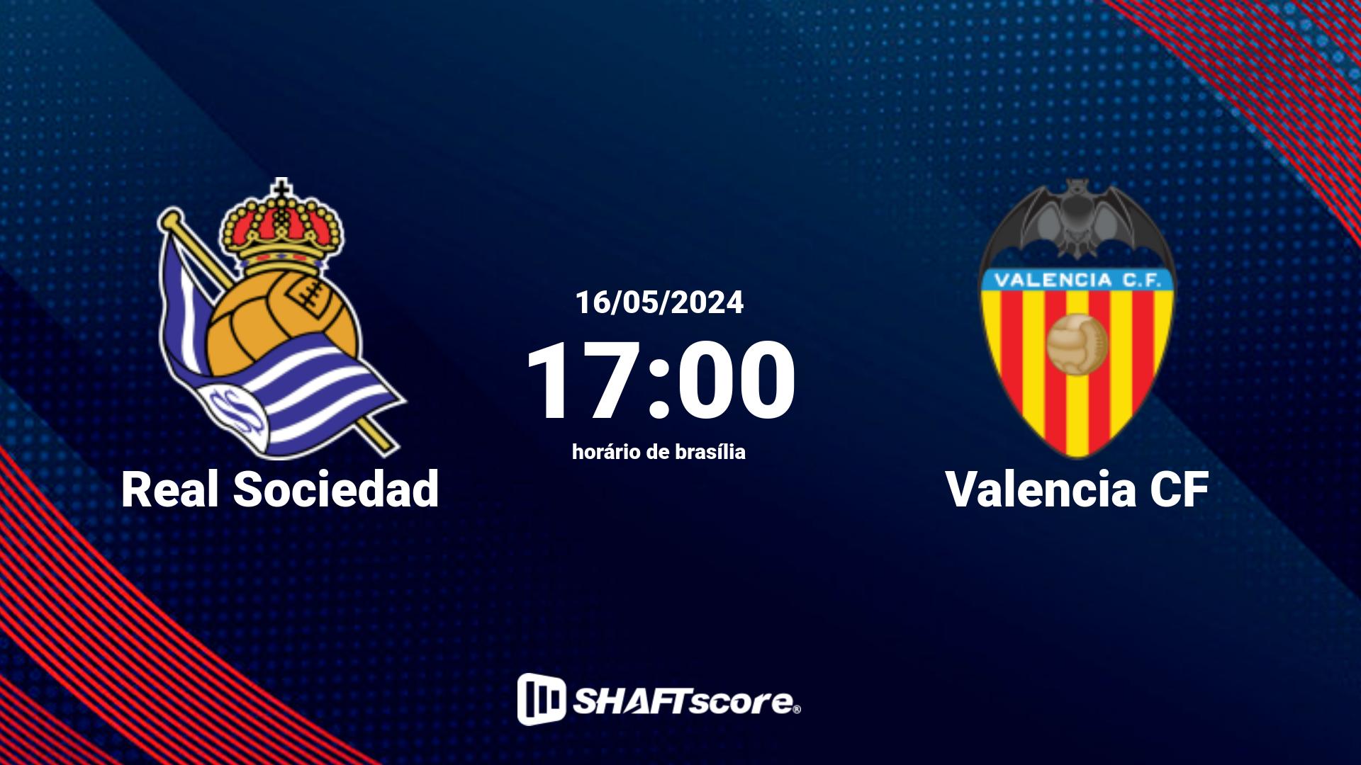 Estatísticas do jogo Real Sociedad vs Valencia CF 16.05 17:00