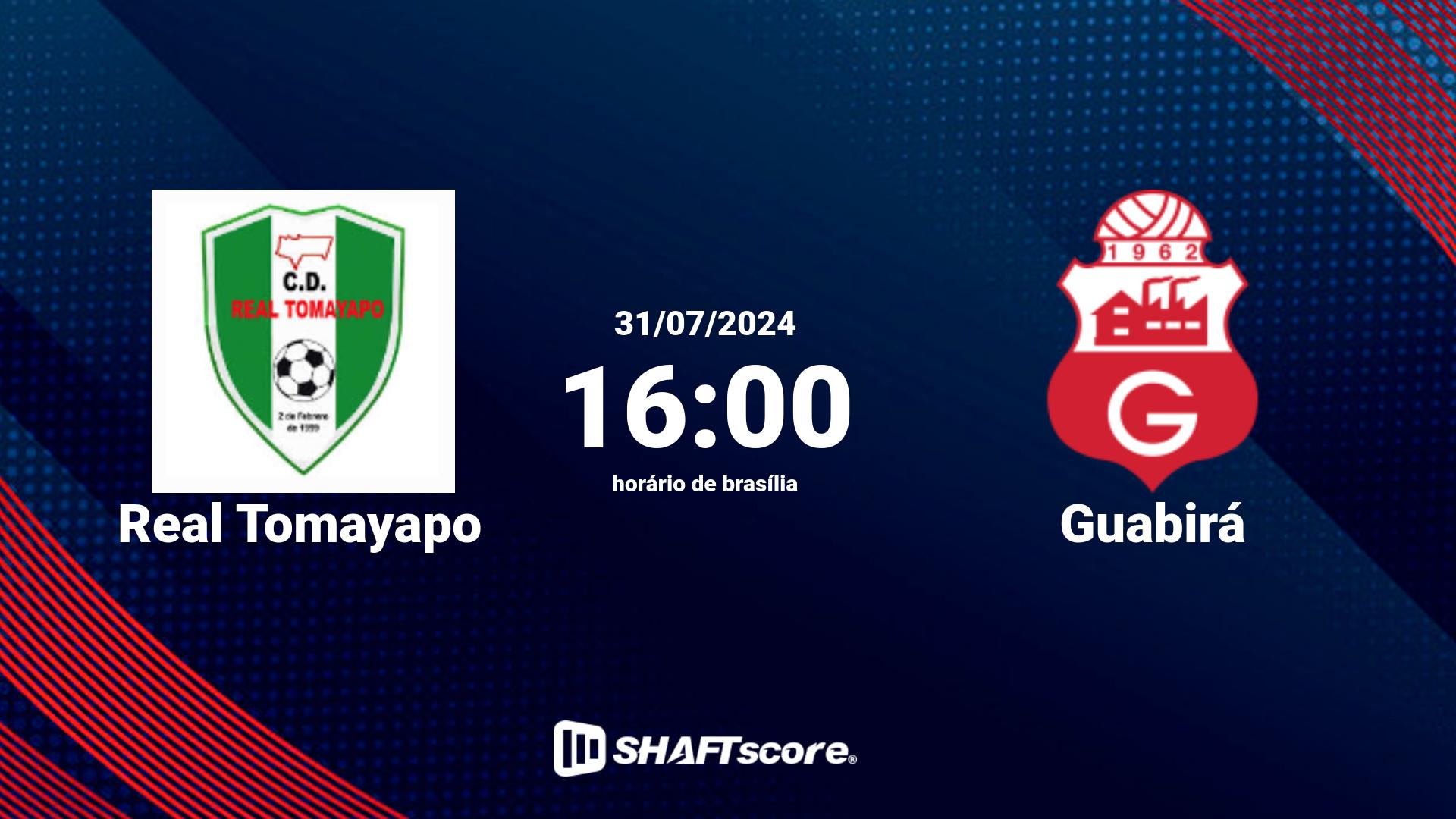 Estatísticas do jogo Real Tomayapo vs Guabirá 31.07 16:00