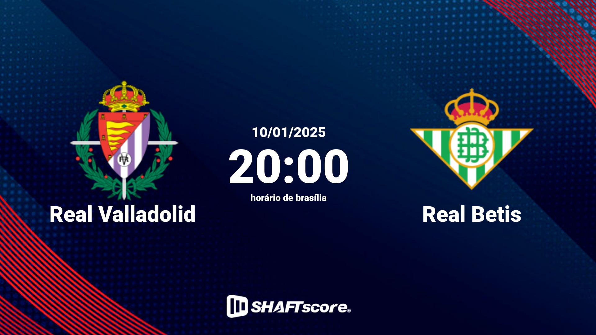 Estatísticas do jogo Real Valladolid vs Real Betis 10.01 20:00