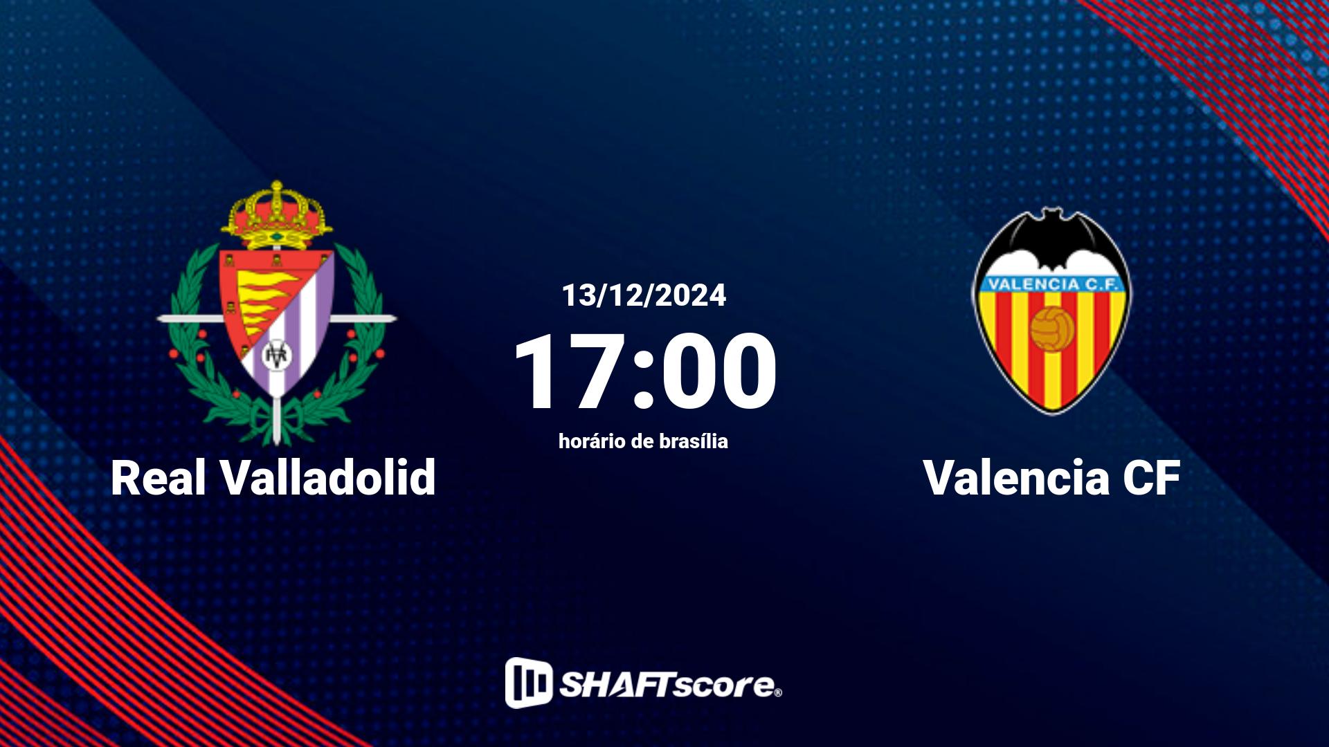 Estatísticas do jogo Real Valladolid vs Valencia CF 13.12 17:00