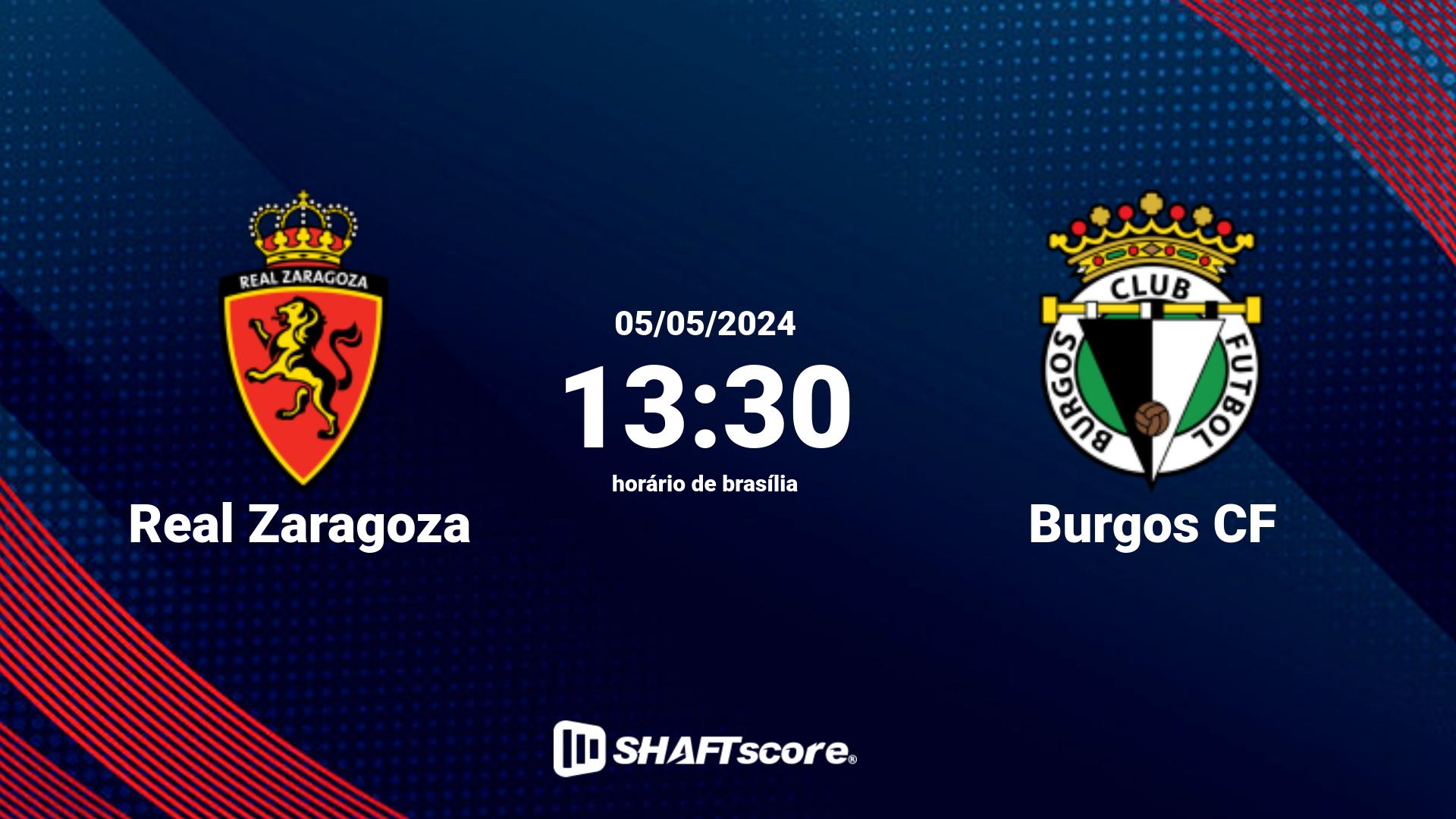 Estatísticas do jogo Real Zaragoza vs Burgos CF 05.05 13:30