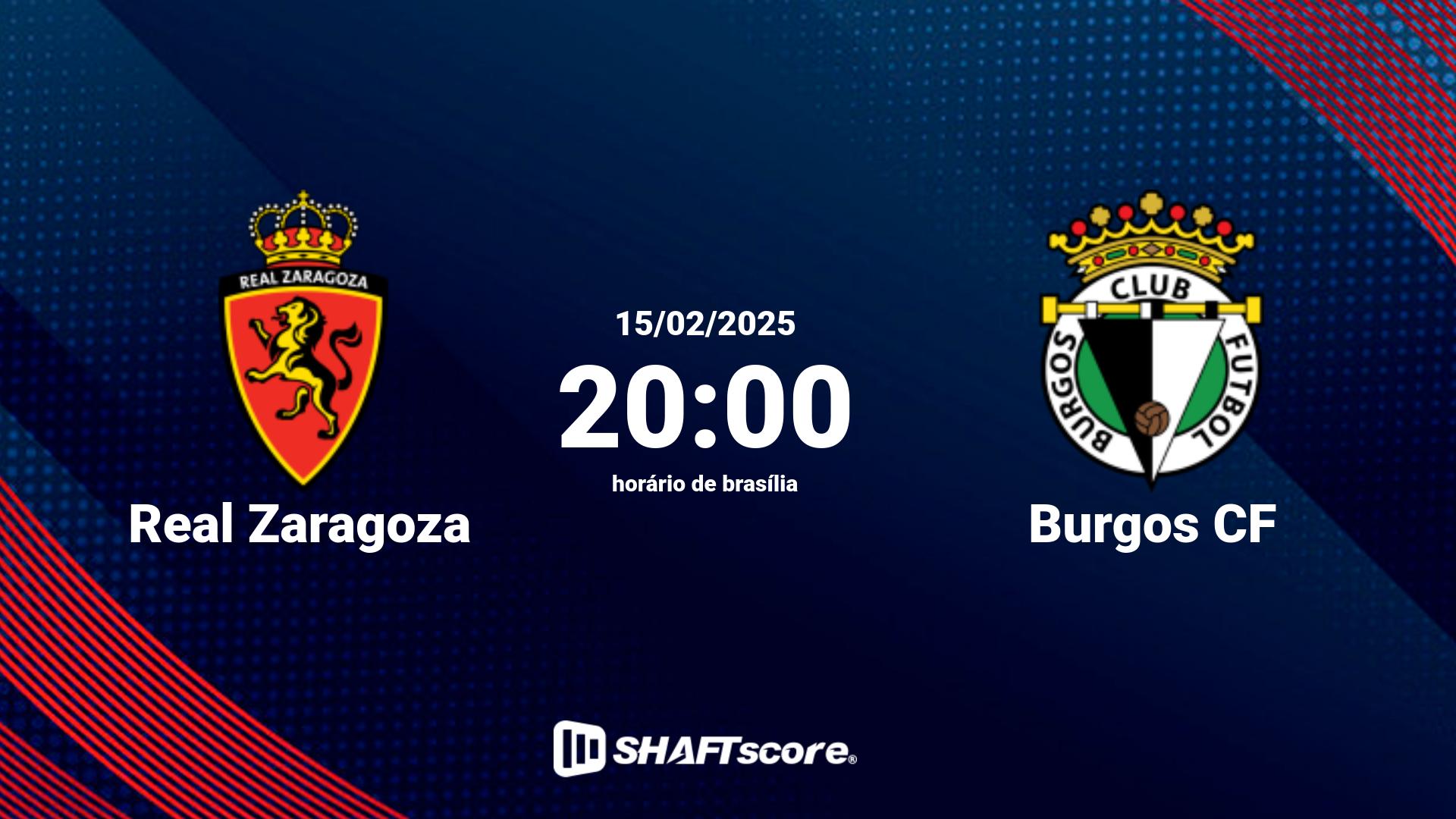 Estatísticas do jogo Real Zaragoza vs Burgos CF 15.02 20:00