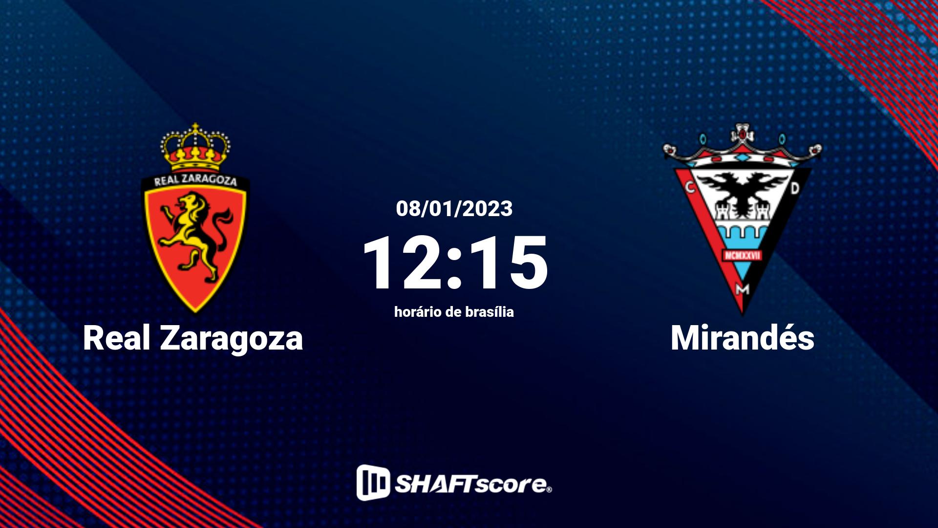 Estatísticas do jogo Real Zaragoza vs Mirandés 08.01 12:15