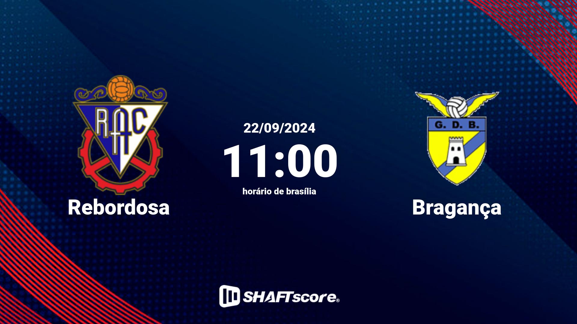 Estatísticas do jogo Rebordosa vs Bragança 22.09 11:00