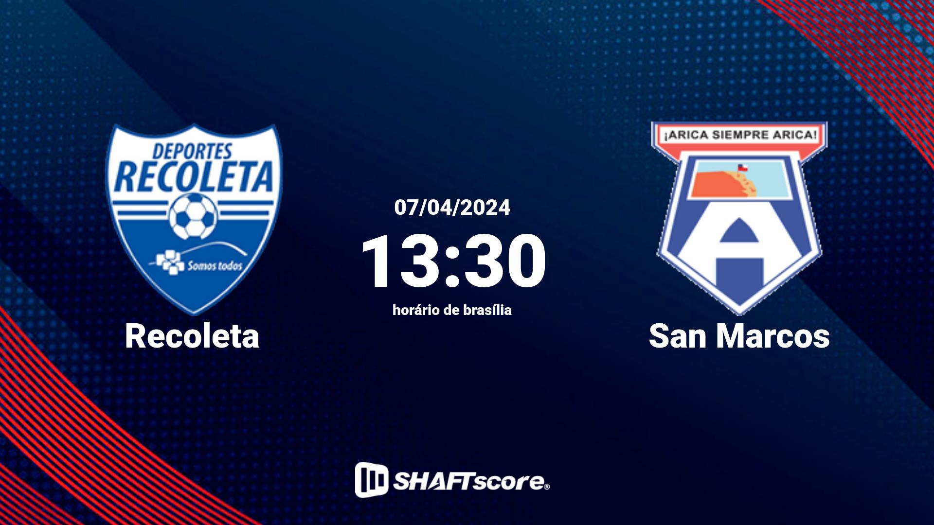 Estatísticas do jogo Recoleta vs San Marcos 07.04 13:30