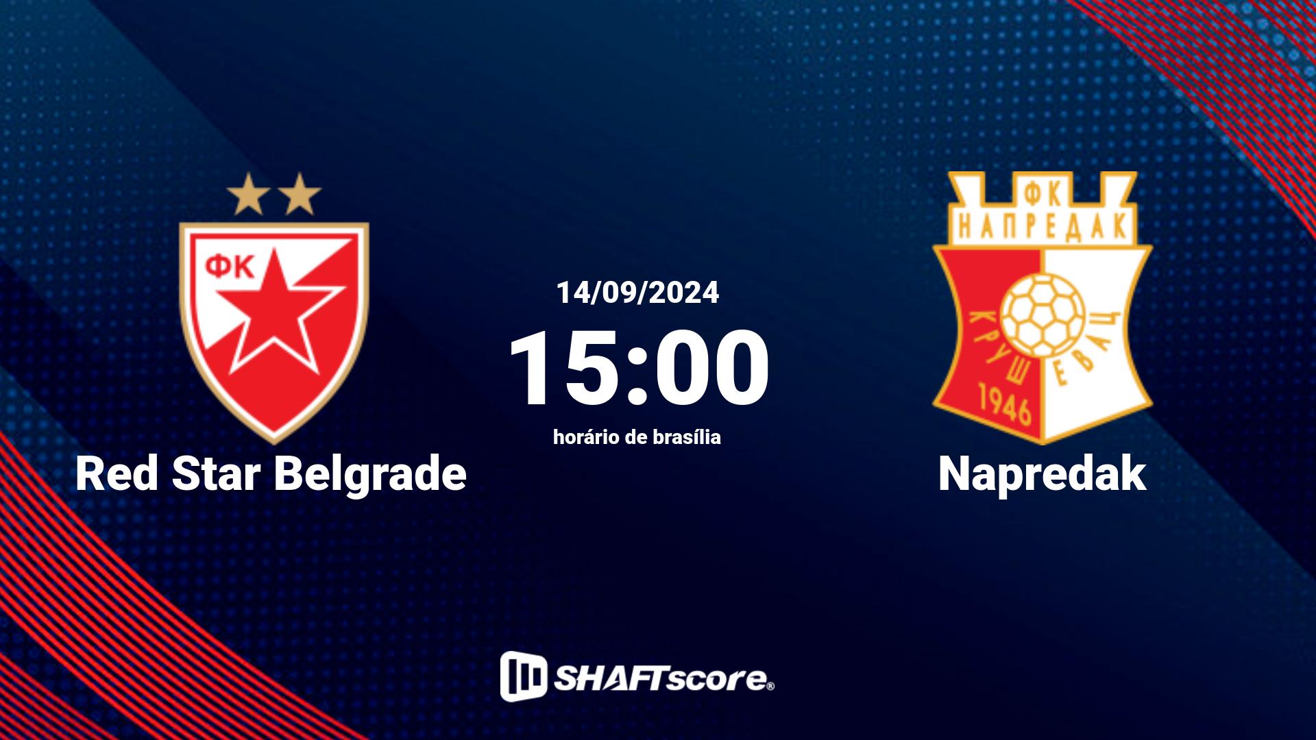 Estatísticas do jogo Red Star Belgrade vs Napredak 14.09 15:00