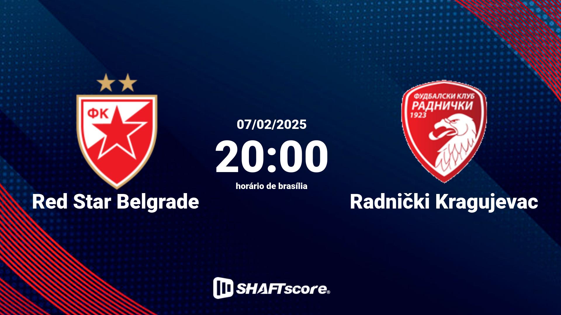 Estatísticas do jogo Red Star Belgrade vs Radnički Kragujevac 07.02 20:00