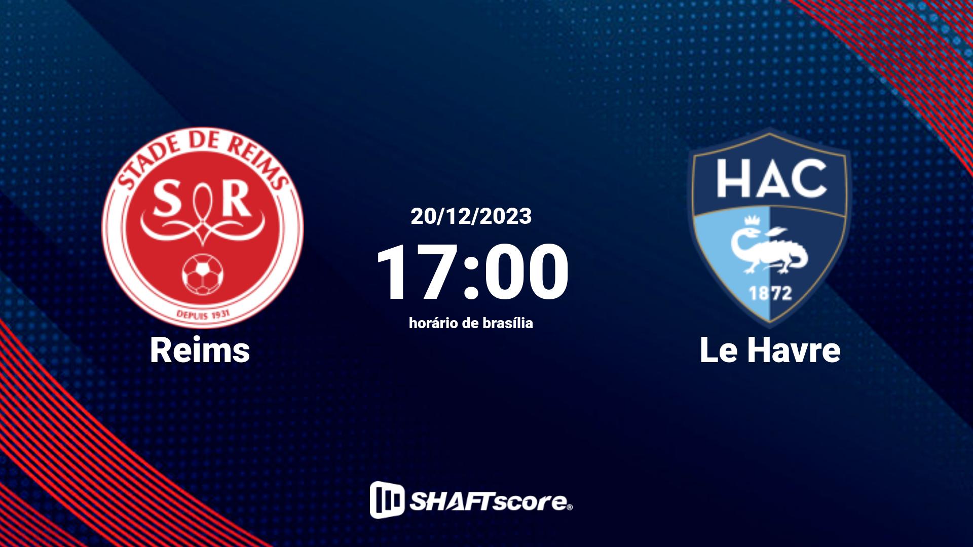 Estatísticas do jogo Reims vs Le Havre 20.12 17:00