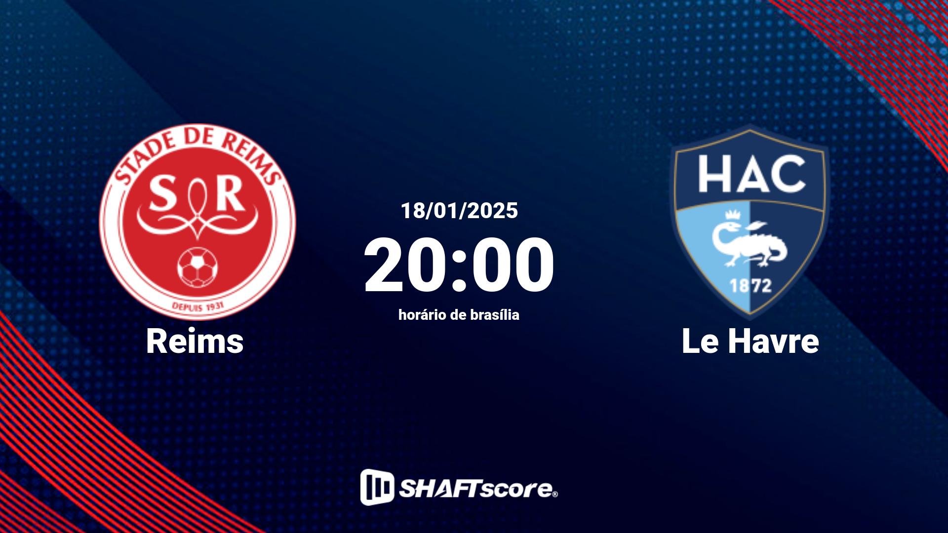 Estatísticas do jogo Reims vs Le Havre 18.01 20:00