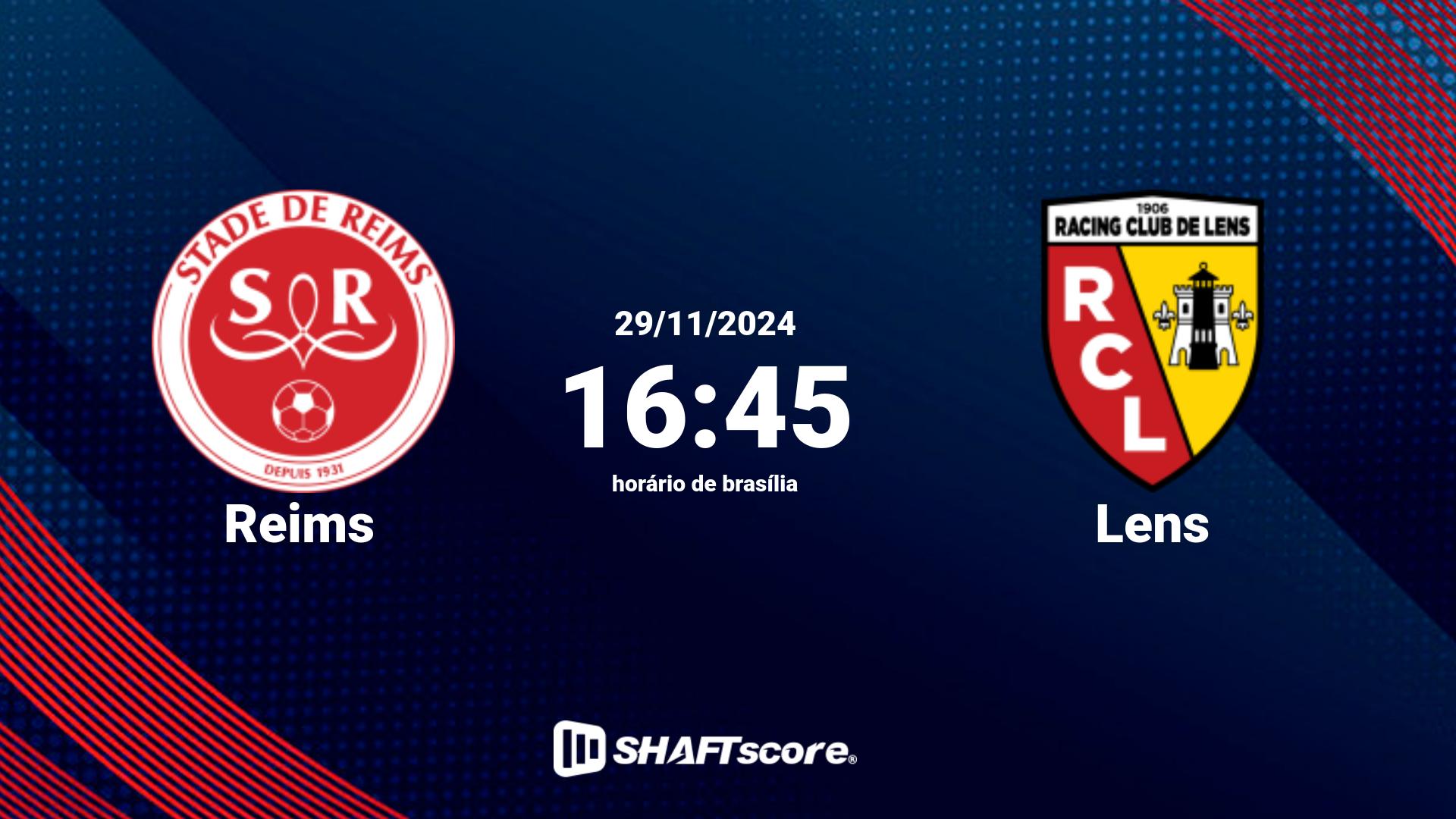 Estatísticas do jogo Reims vs Lens 29.11 16:45