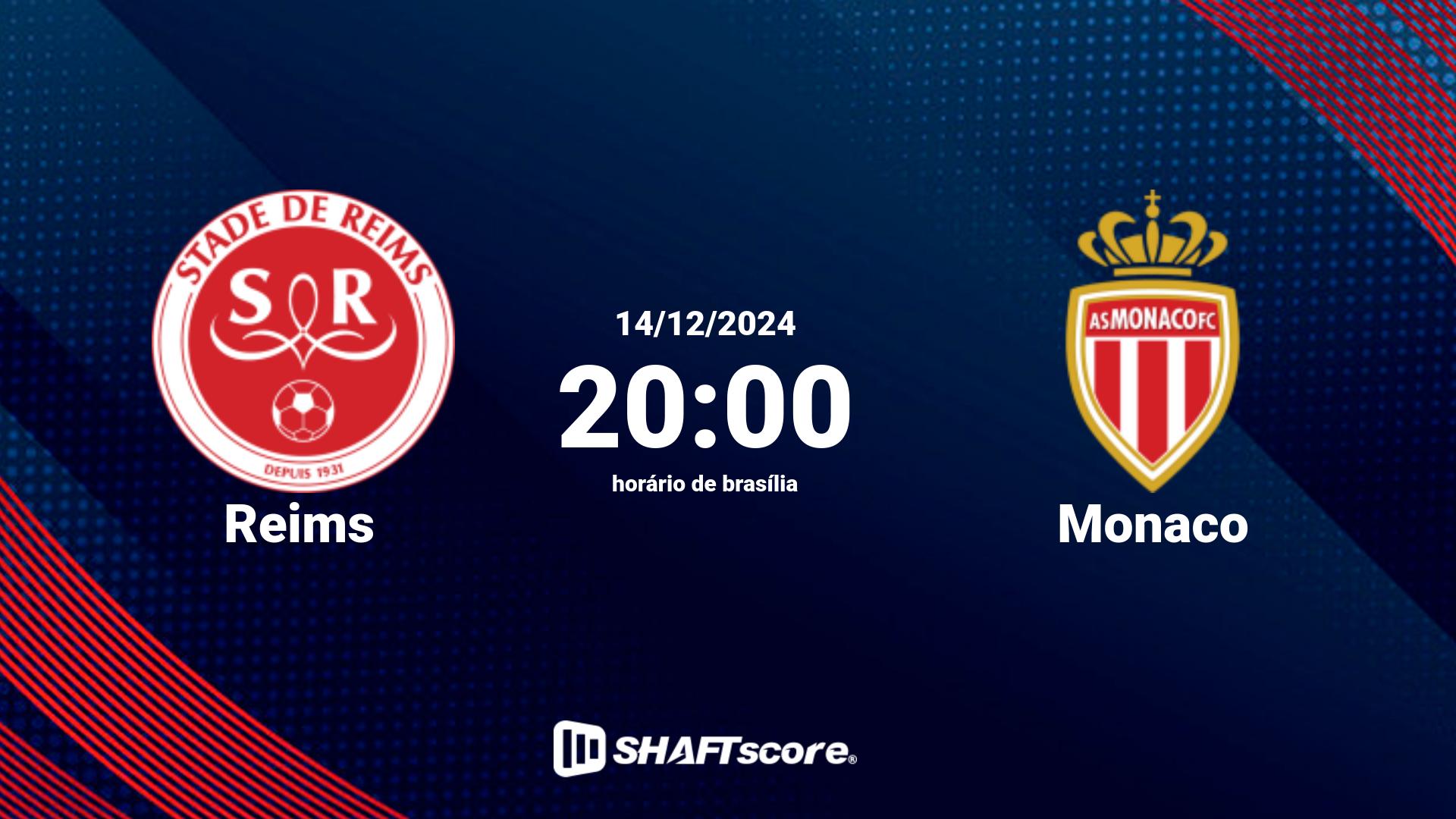 Estatísticas do jogo Reims vs Monaco 14.12 20:00