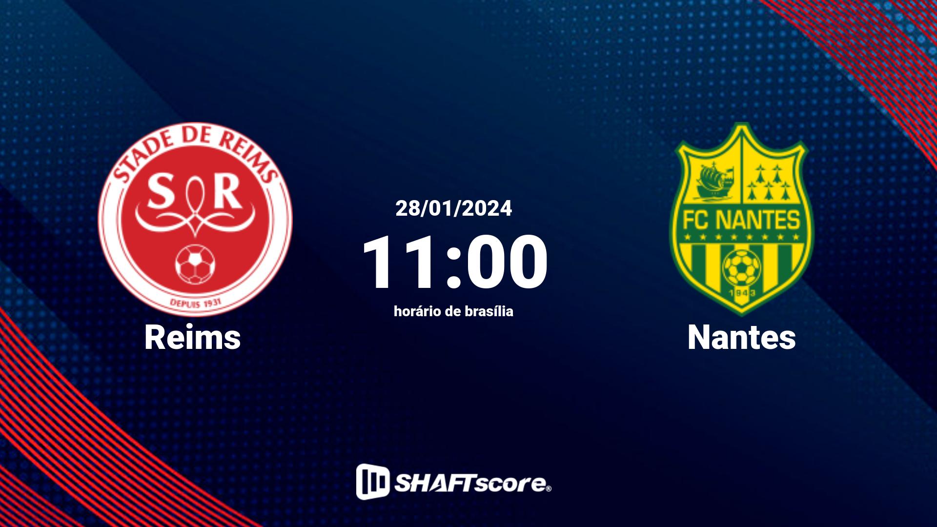 Estatísticas do jogo Reims vs Nantes 28.01 11:00