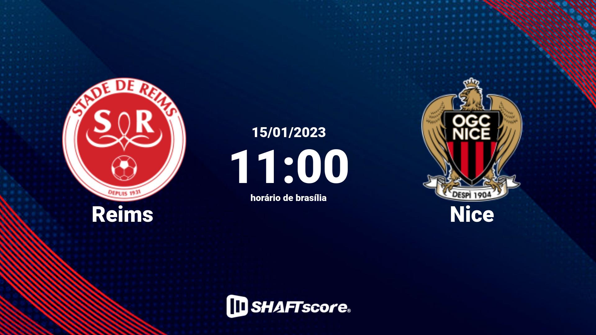 Estatísticas do jogo Reims vs Nice 15.01 11:00