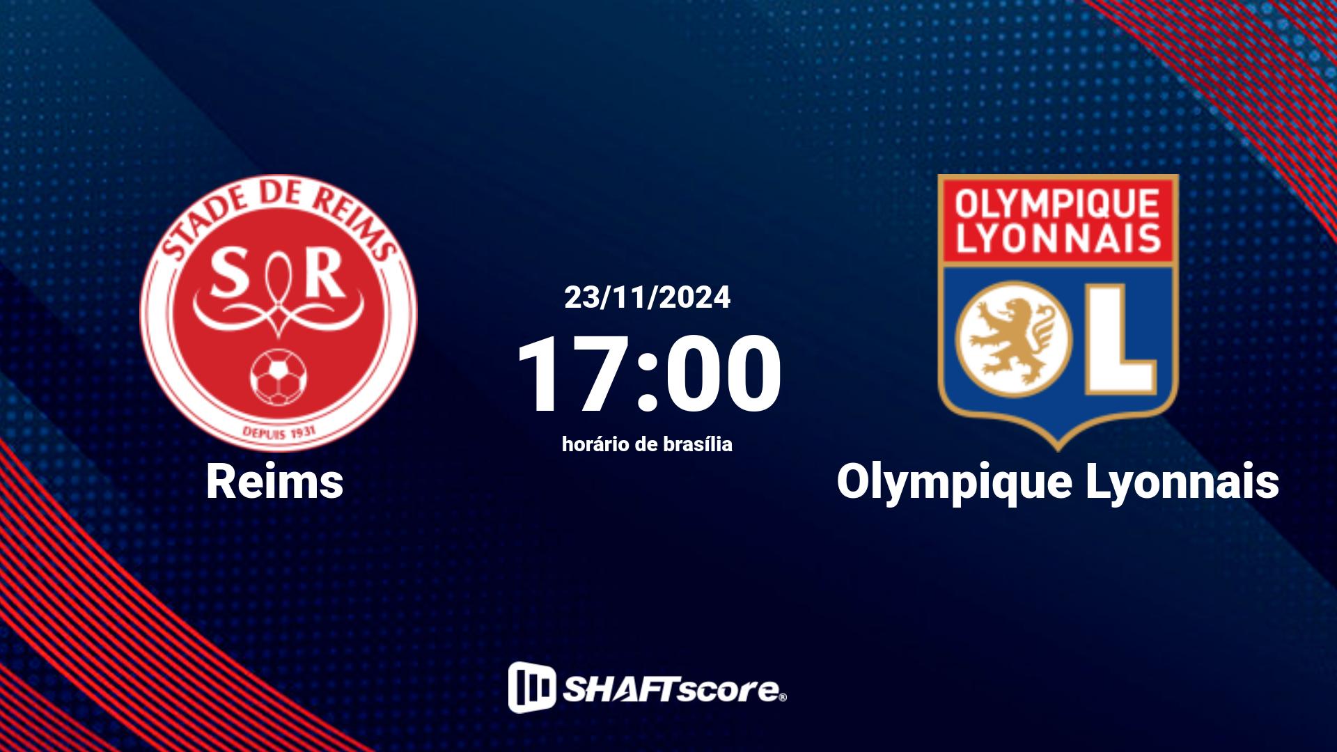 Estatísticas do jogo Reims vs Olympique Lyonnais 23.11 17:00