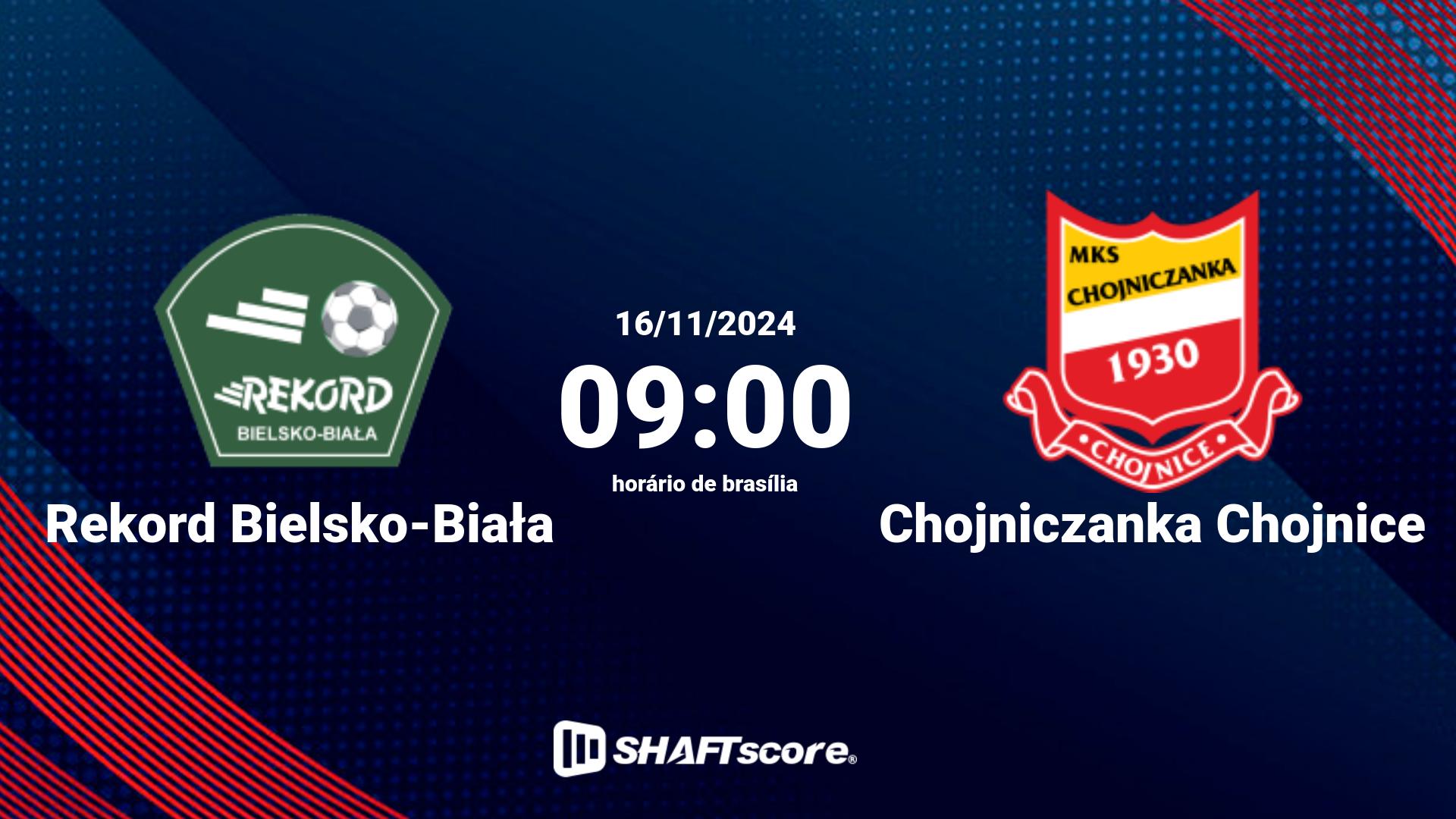 Estatísticas do jogo Rekord Bielsko-Biała vs Chojniczanka Chojnice 16.11 09:00