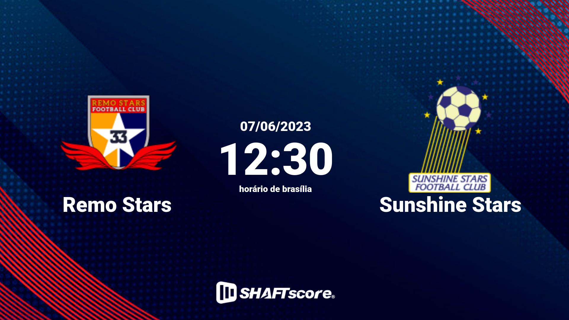 Estatísticas do jogo Remo Stars vs Sunshine Stars 07.06 12:30