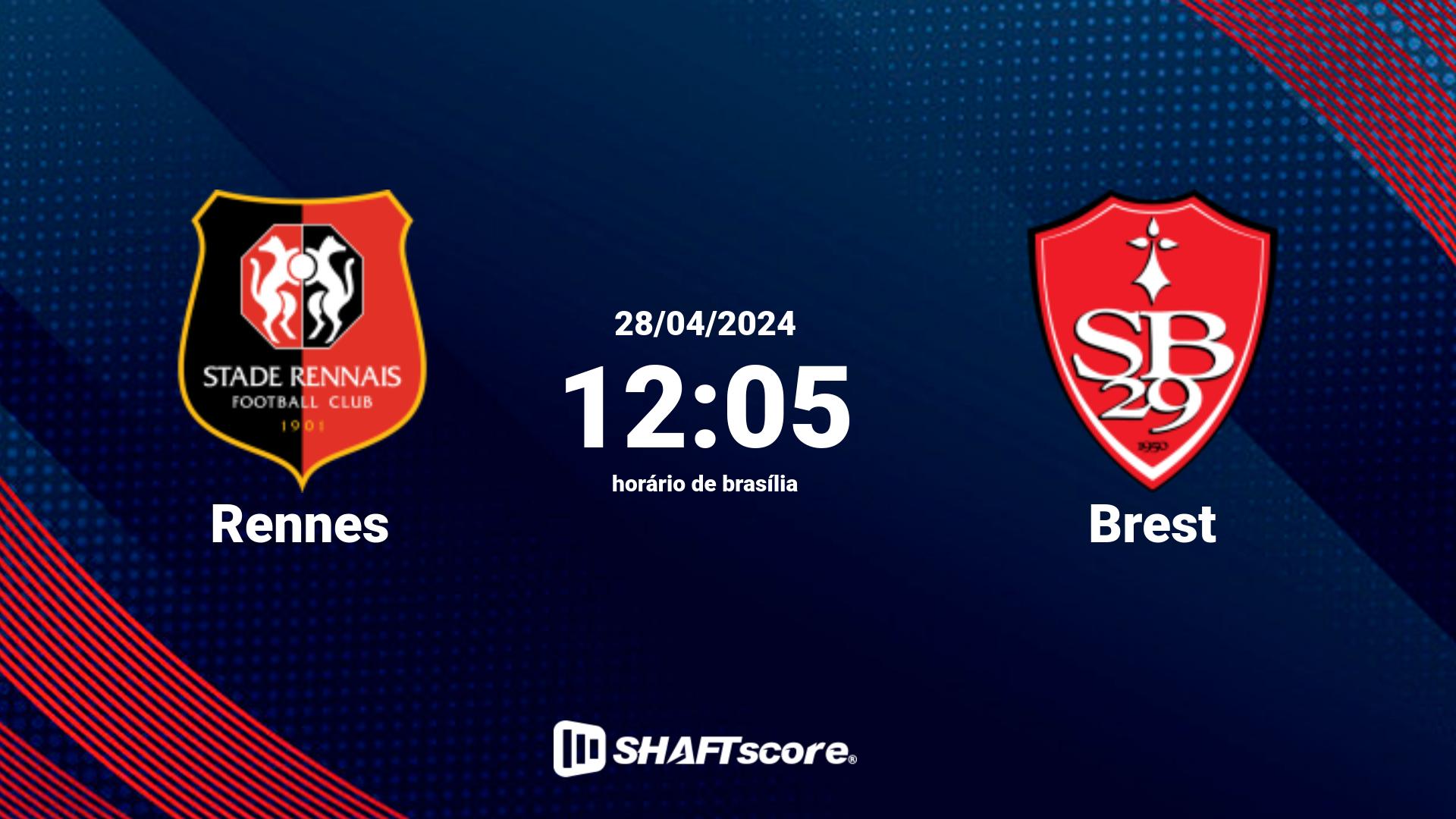 Estatísticas do jogo Rennes vs Brest 28.04 12:05