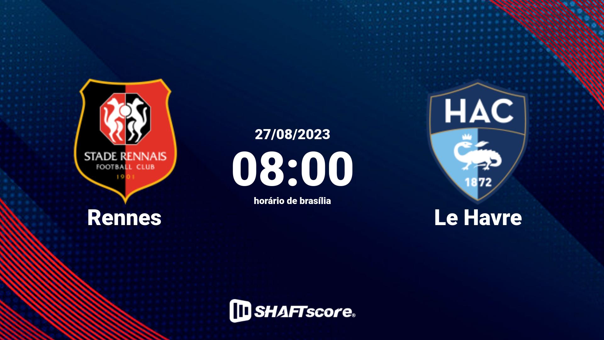 Estatísticas do jogo Rennes vs Le Havre 27.08 08:00