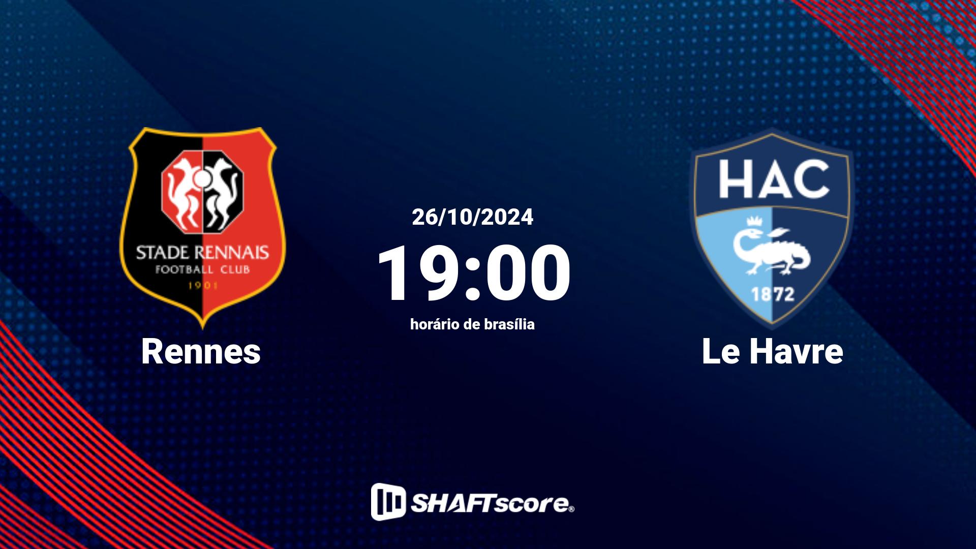 Estatísticas do jogo Rennes vs Le Havre 26.10 19:00