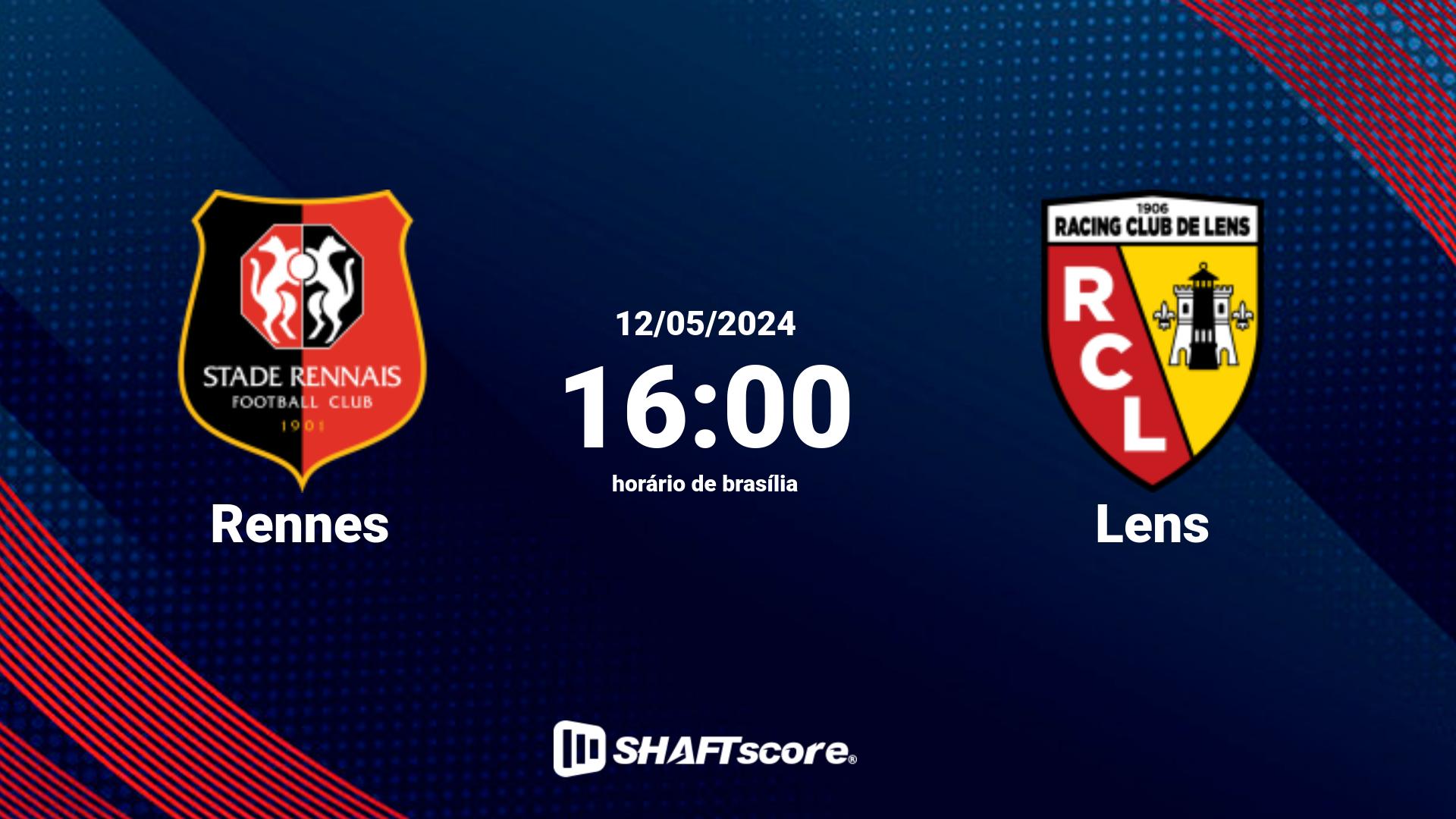 Estatísticas do jogo Rennes vs Lens 12.05 16:00