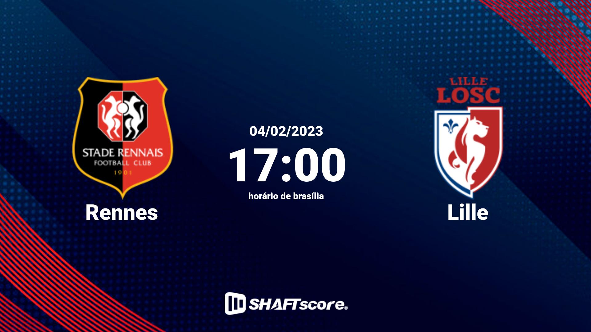 Estatísticas do jogo Rennes vs Lille 04.02 17:00