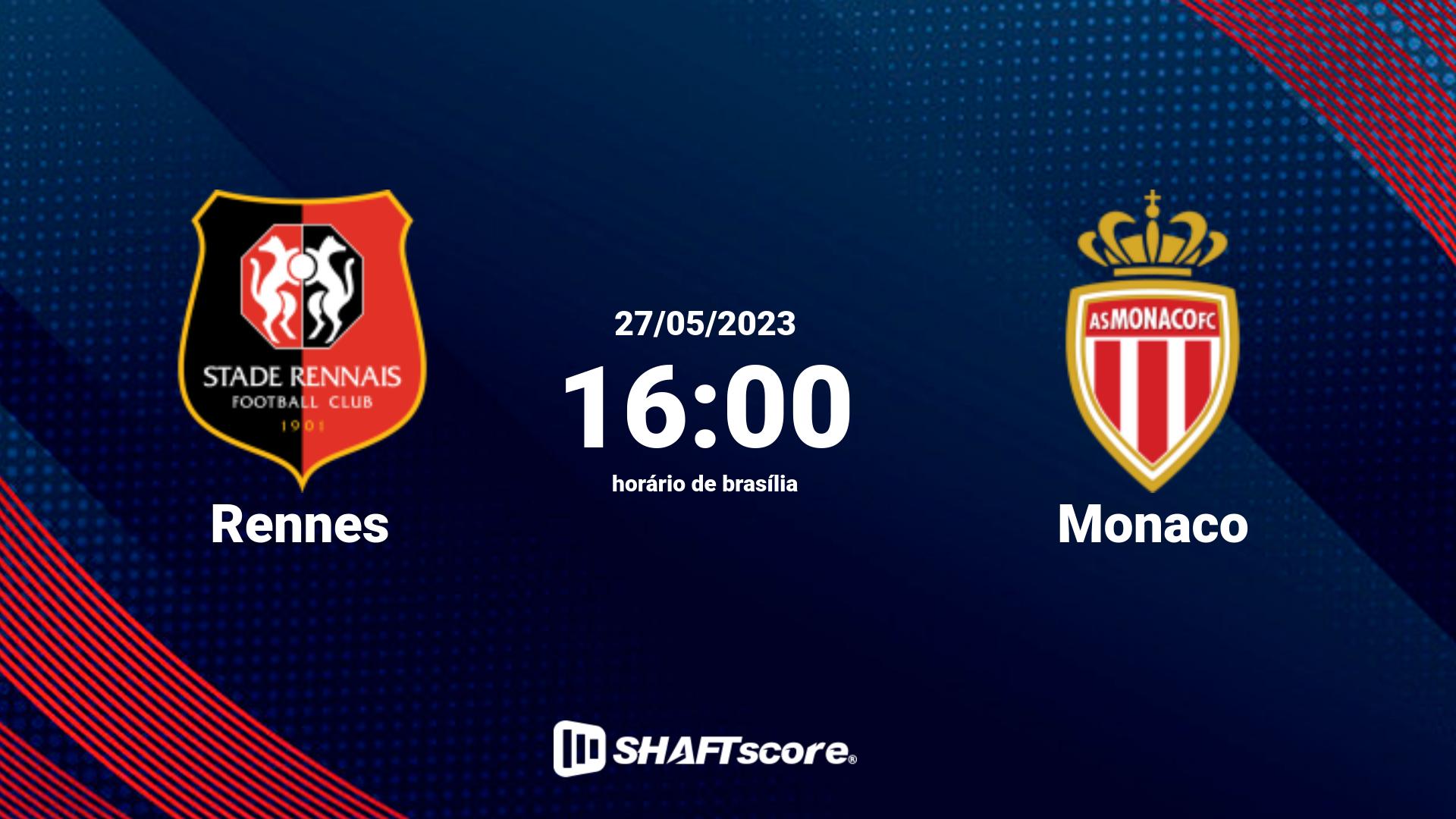 Estatísticas do jogo Rennes vs Monaco 27.05 16:00