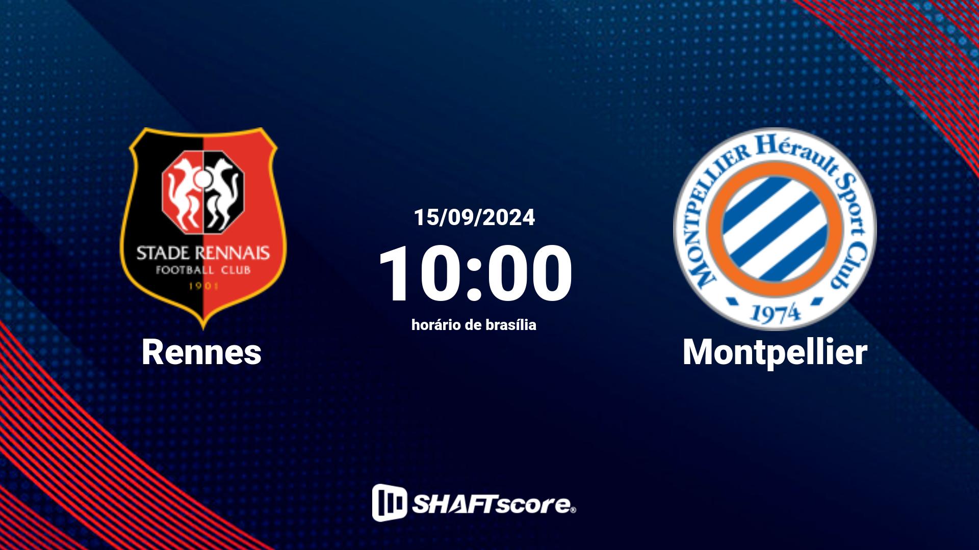 Estatísticas do jogo Rennes vs Montpellier 15.09 10:00