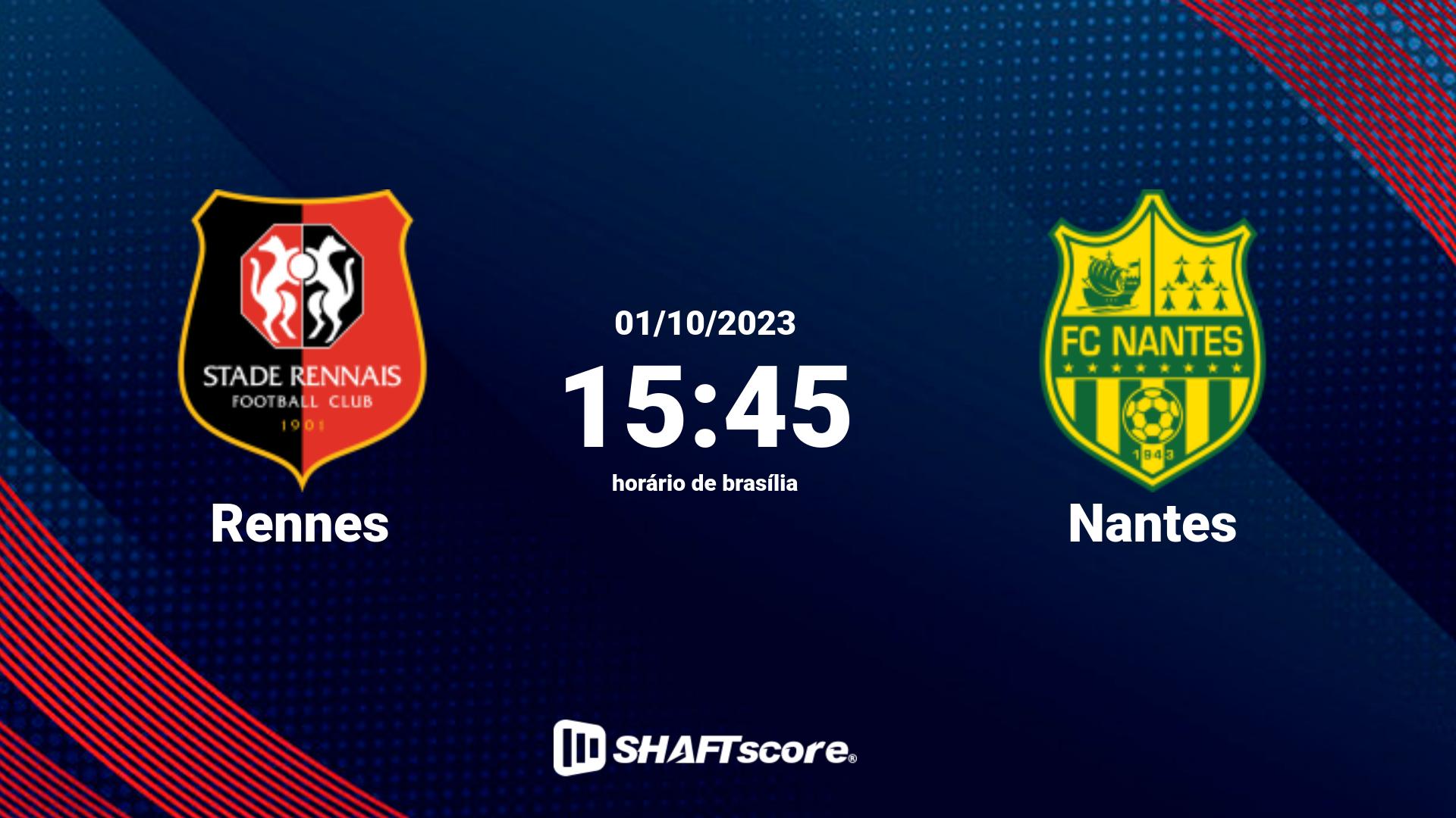 Estatísticas do jogo Rennes vs Nantes 01.10 15:45