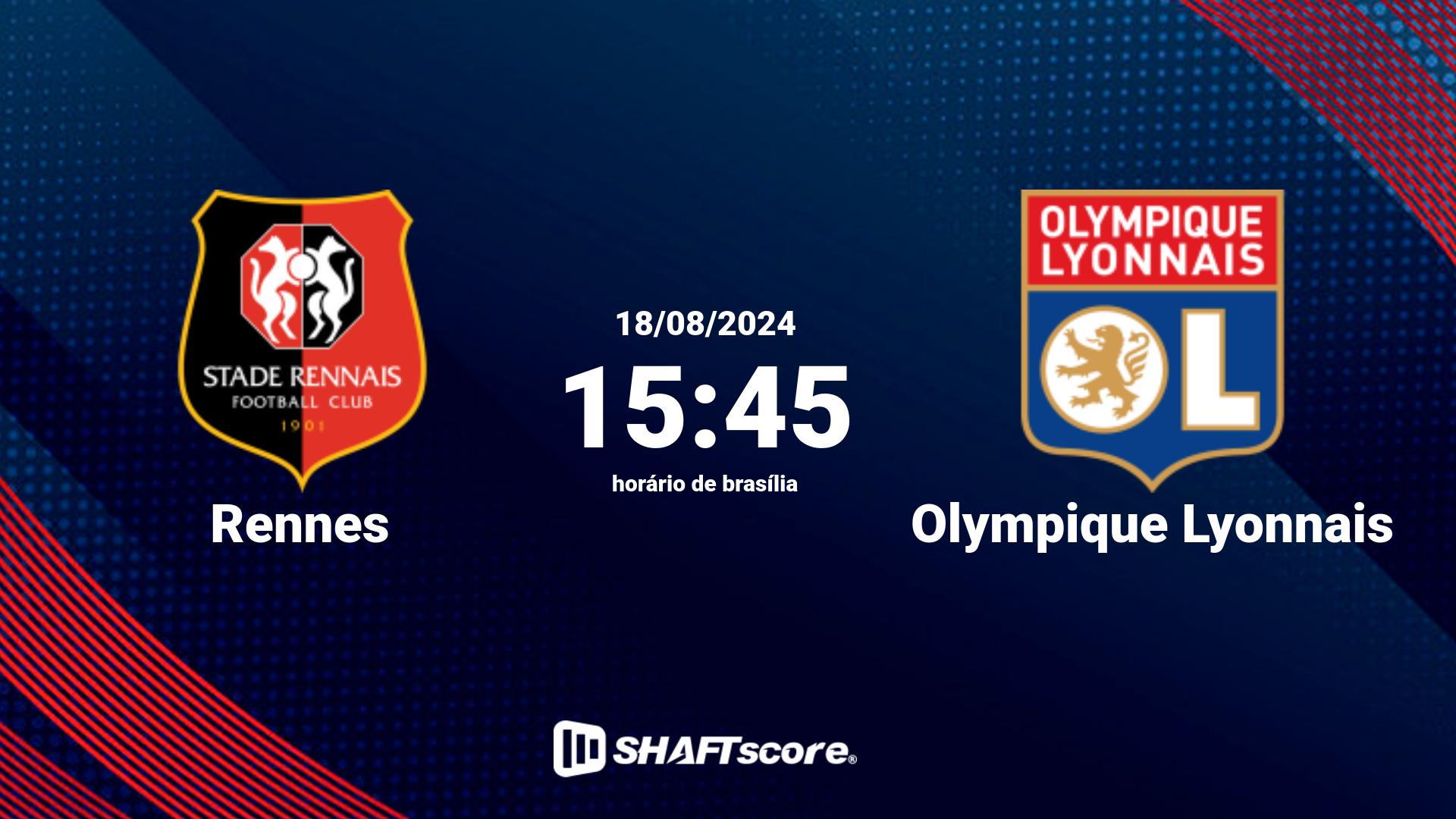 Estatísticas do jogo Rennes vs Olympique Lyonnais 18.08 15:45