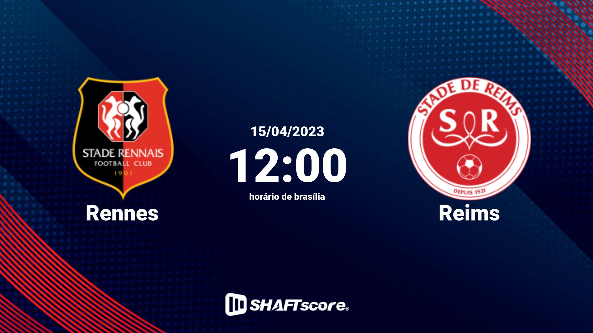 Estatísticas do jogo Rennes vs Reims 15.04 12:00