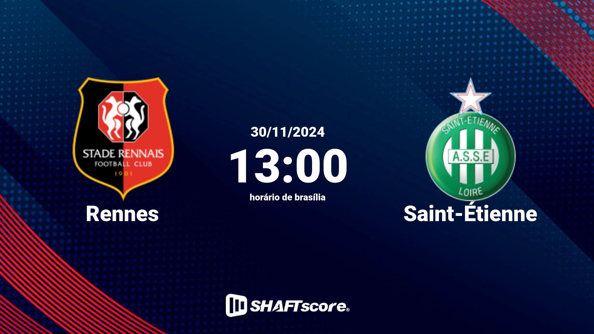 Estatísticas do jogo Rennes vs Saint-Étienne 30.11 13:00