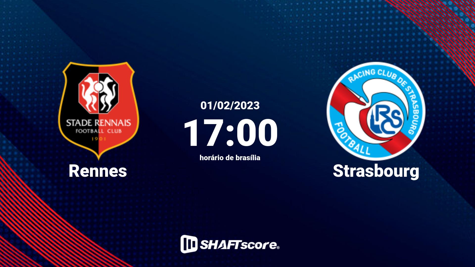 Estatísticas do jogo Rennes vs Strasbourg 01.02 17:00