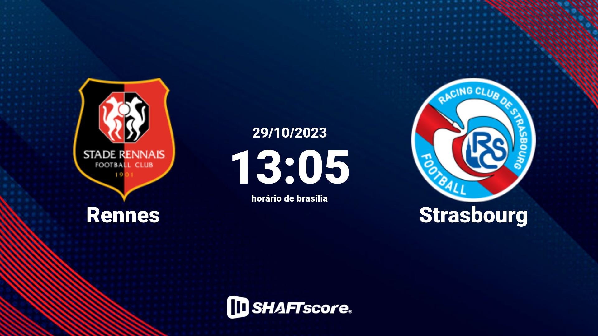 Estatísticas do jogo Rennes vs Strasbourg 29.10 13:05