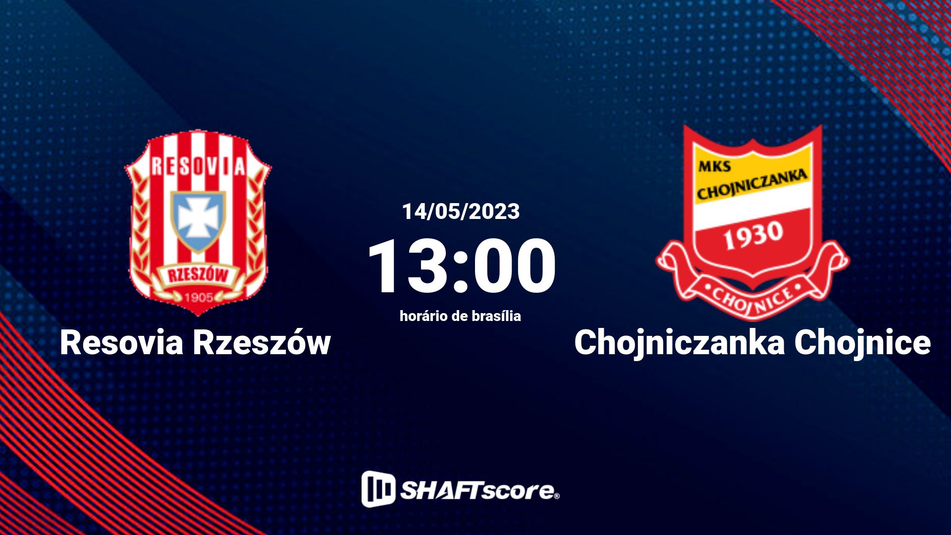 Estatísticas do jogo Resovia Rzeszów vs Chojniczanka Chojnice 14.05 13:00