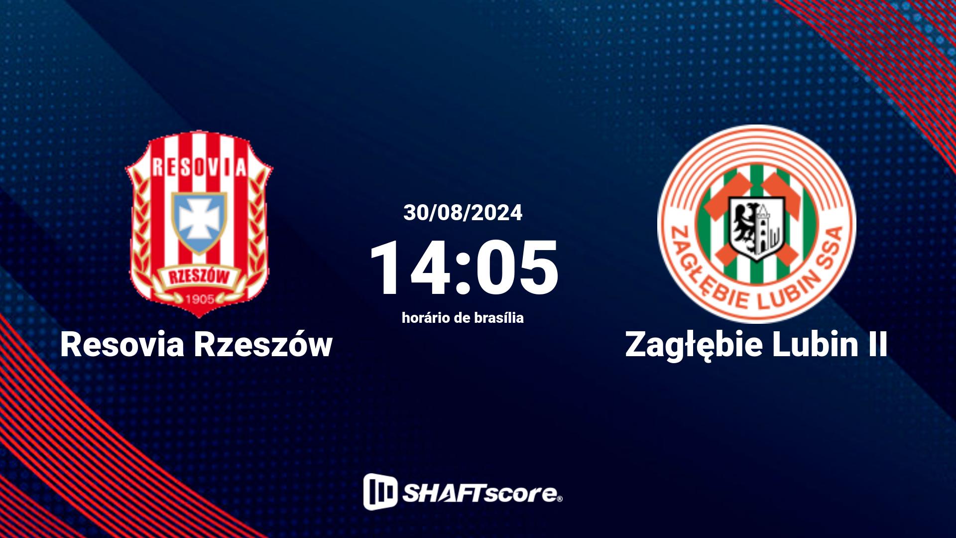 Estatísticas do jogo Resovia Rzeszów vs Zagłębie Lubin II 30.08 14:05