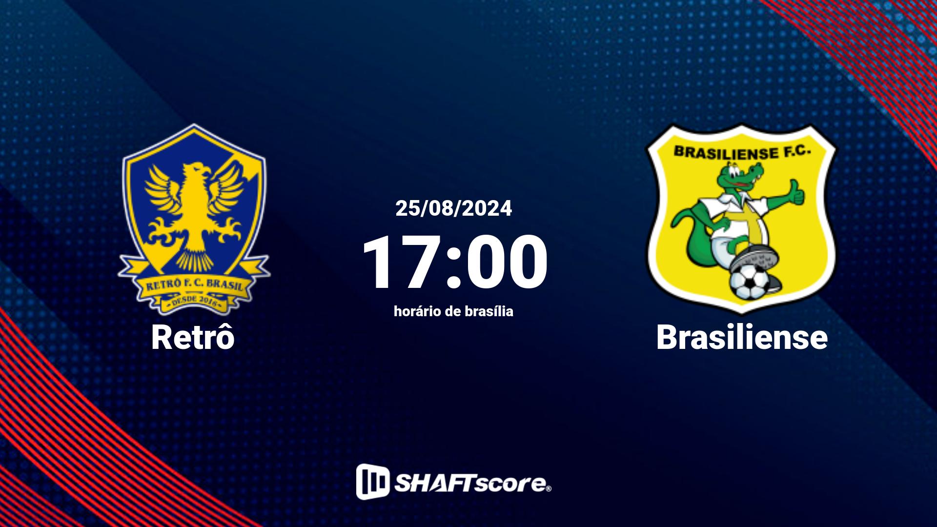 Estatísticas do jogo Retrô vs Brasiliense 25.08 17:00