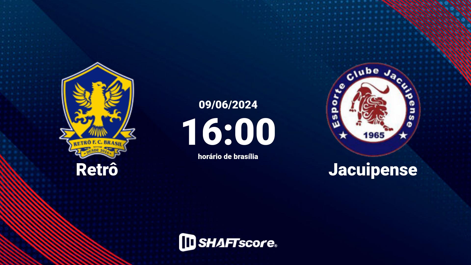 Estatísticas do jogo Retrô vs Jacuipense 09.06 16:00