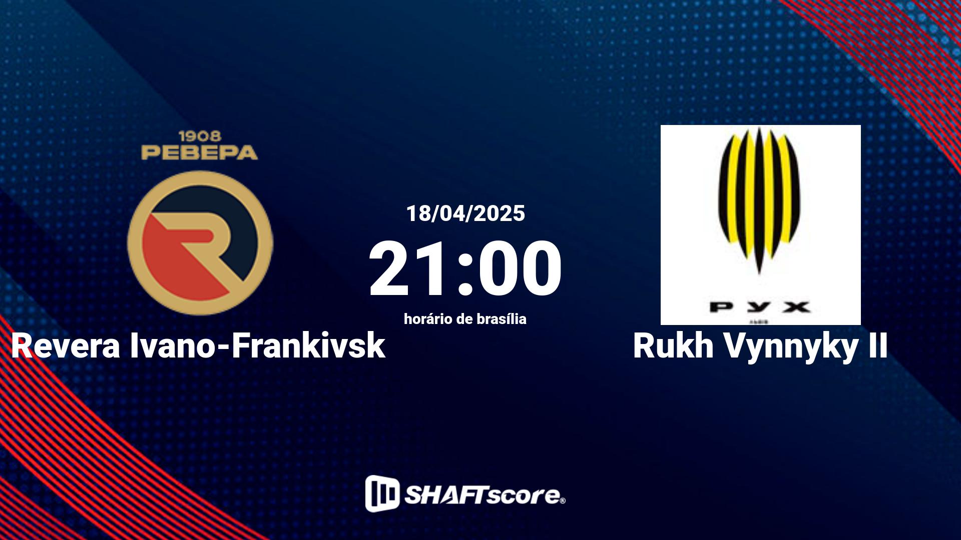 Estatísticas do jogo Revera Ivano-Frankivsk vs Rukh Vynnyky II 18.04 21:00