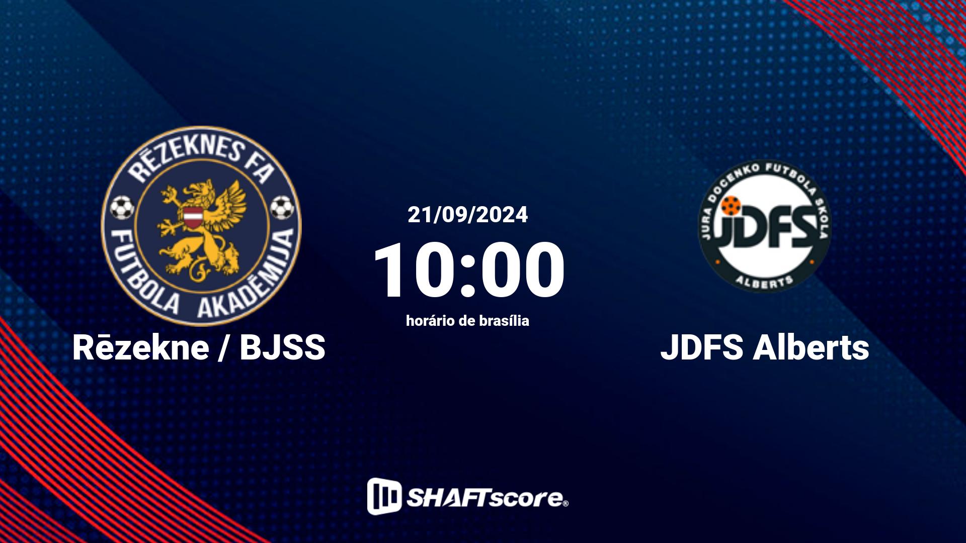 Estatísticas do jogo Rēzekne / BJSS vs JDFS Alberts 21.09 10:00