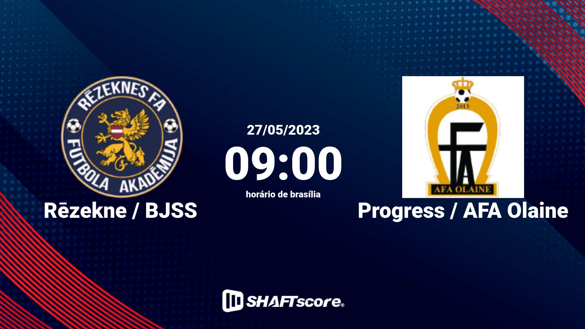 Estatísticas do jogo Rēzekne / BJSS vs Progress / AFA Olaine 27.05 09:00