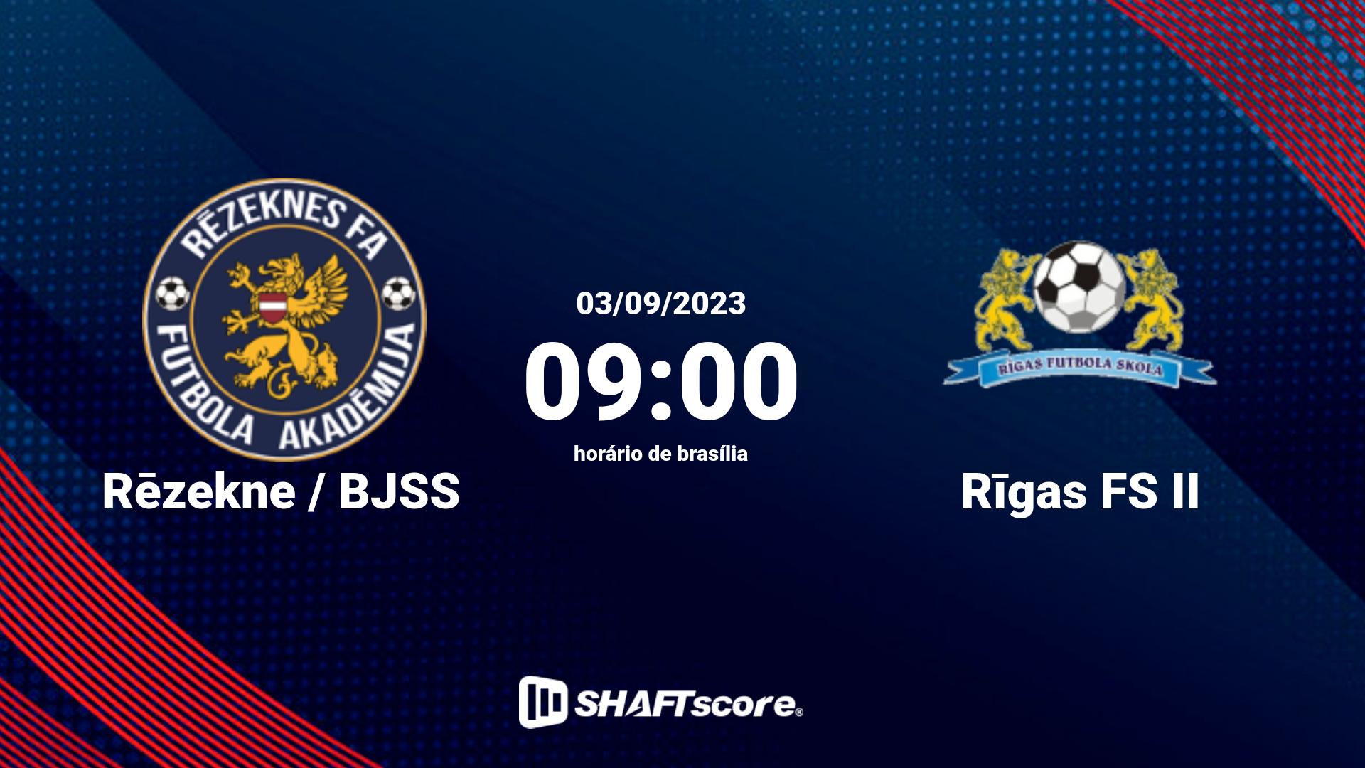 Estatísticas do jogo Rēzekne / BJSS vs Rīgas FS II 03.09 09:00