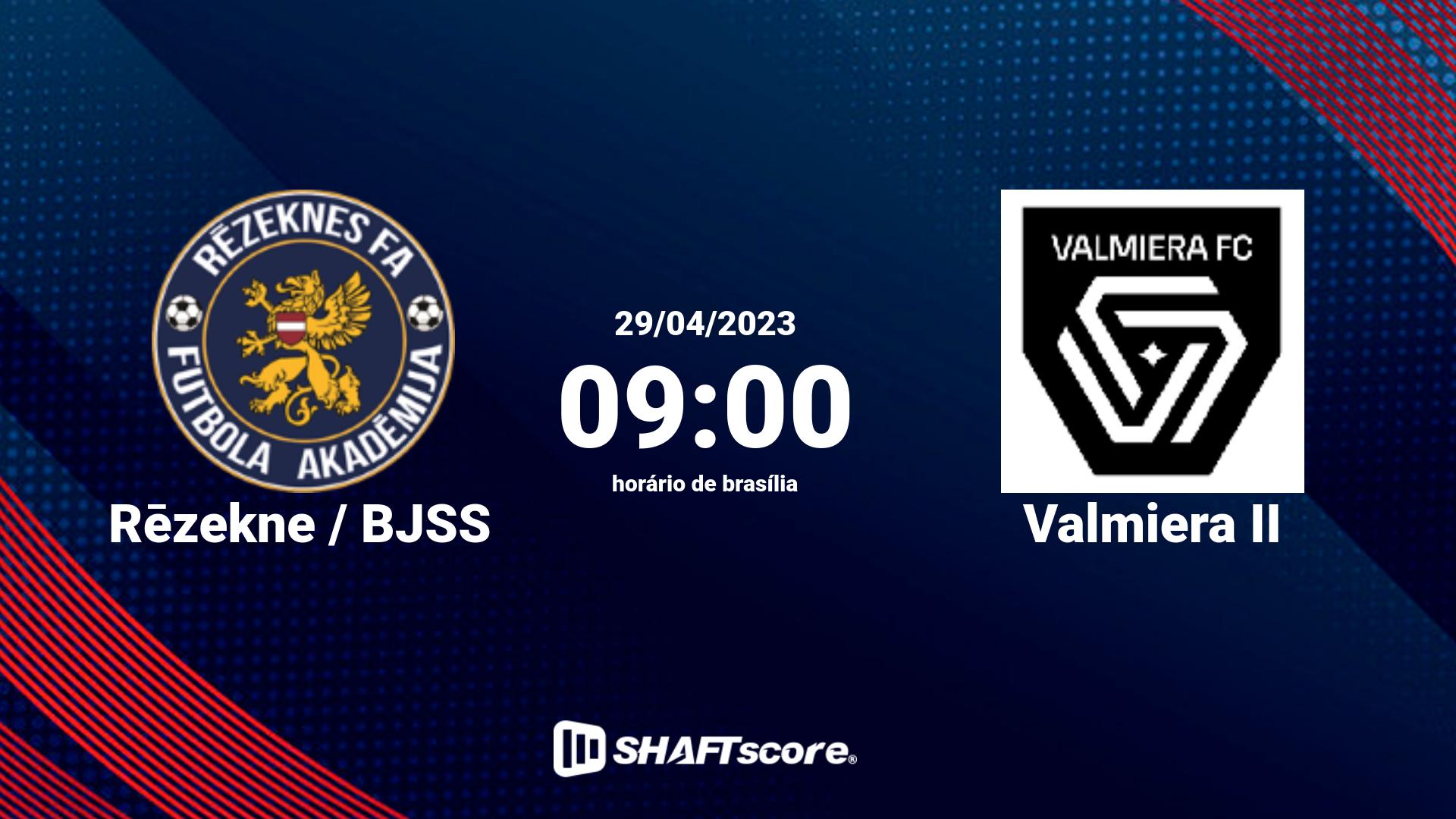 Estatísticas do jogo Rēzekne / BJSS vs Valmiera II 29.04 09:00