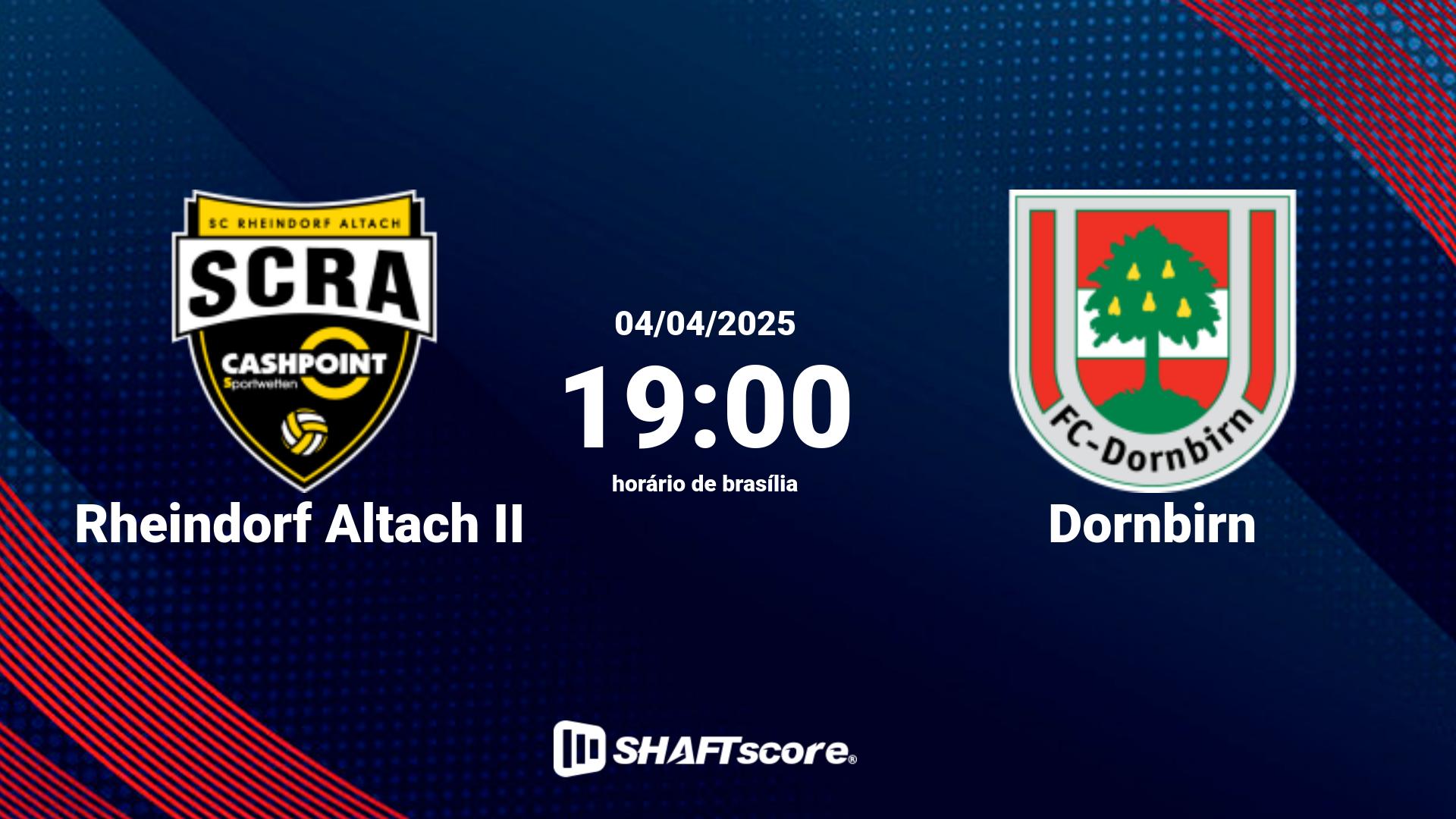 Estatísticas do jogo Rheindorf Altach II vs Dornbirn 04.04 19:00