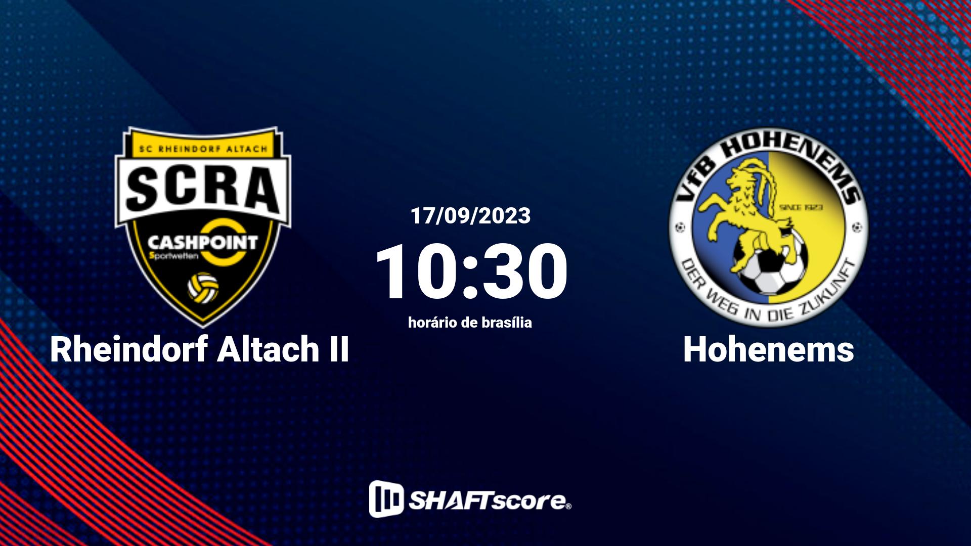 Estatísticas do jogo Rheindorf Altach II vs Hohenems 17.09 10:30