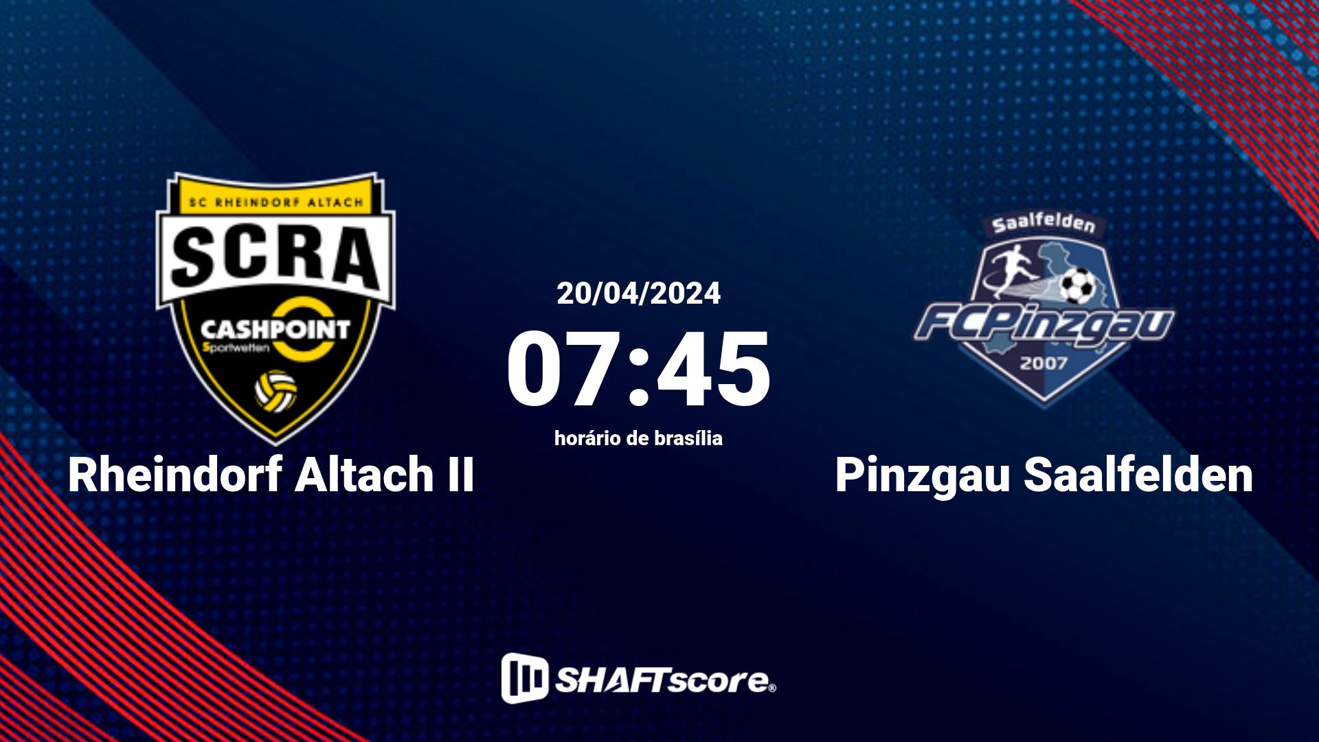 Estatísticas do jogo Rheindorf Altach II vs Pinzgau Saalfelden 20.04 07:45