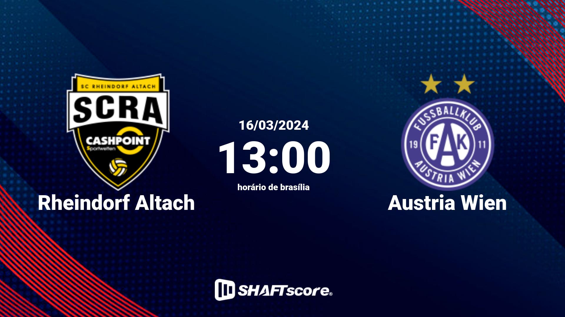 Estatísticas do jogo Rheindorf Altach vs Austria Wien 16.03 13:00